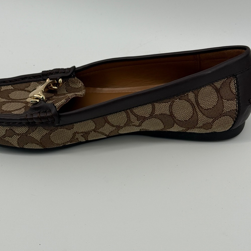 Coach Olive Signature Monogram Loafers Brown Canvas Gold Hardware Size 8.5B - Picture 6 of 8